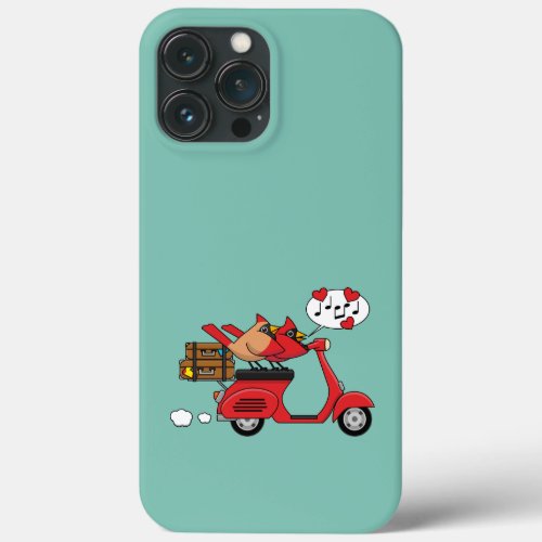 Red Cardinal Lovers on Scooter iPhone 13 Pro Max Case