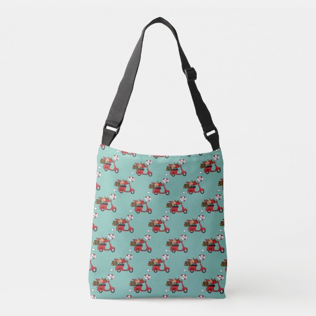 Red Cardinal Lovers on Scooter Crossbody Bag (Front)