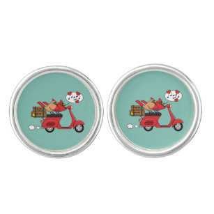 Red Cardinal Lovers on Scooter Cufflinks