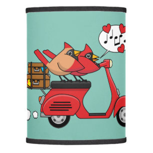 Red Cardinal Lovers on Scooter Lamp Shade