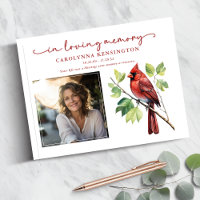 Red Cardinal Loving Memory Funeral Memorial Photo
