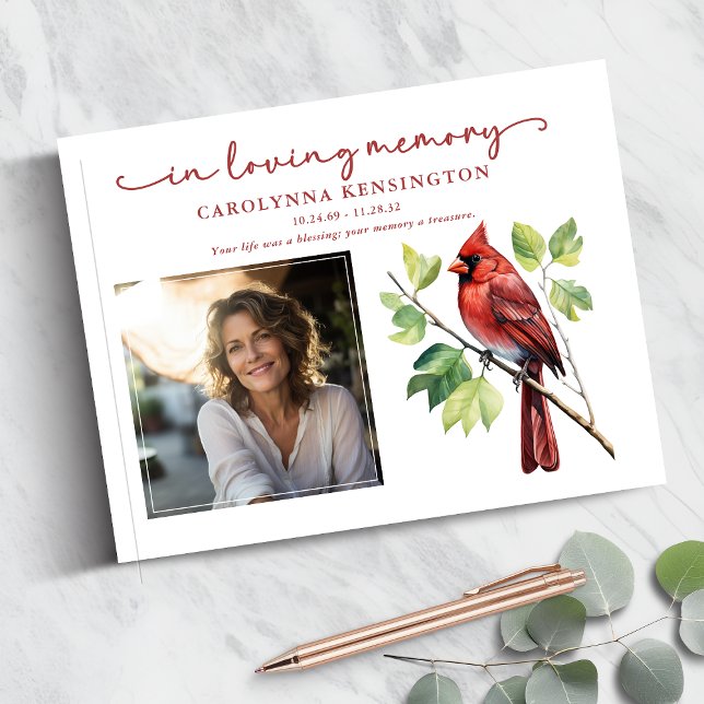 Red Cardinal Loving Memory Funeral Memorial Photo Guest Book (Red Cardinal Loving Memory Funeral Memorial Photo Guestbook)