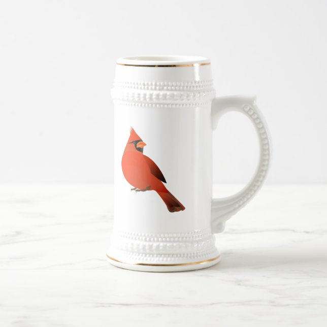 Red Cardinal Male Bird Beer Stein (Right)