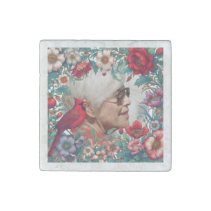 Red Cardinal Memorial Keepsake PHOTO Stone Magnet