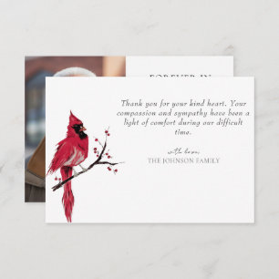 Red Cardinal Memorial Photo Thank You Card