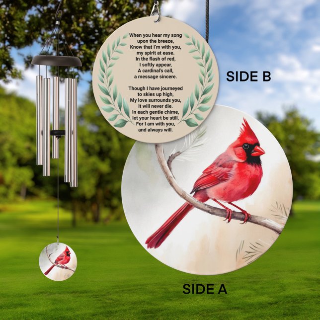 Red Cardinal Memorial with Custom Poem Wind Chime (Creator Uploaded)