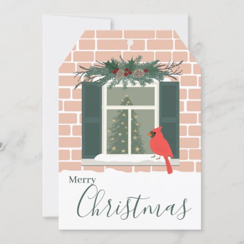 Red Cardinal Merry Christmas Invitation