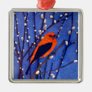 Red Cardinal Metal Ornament