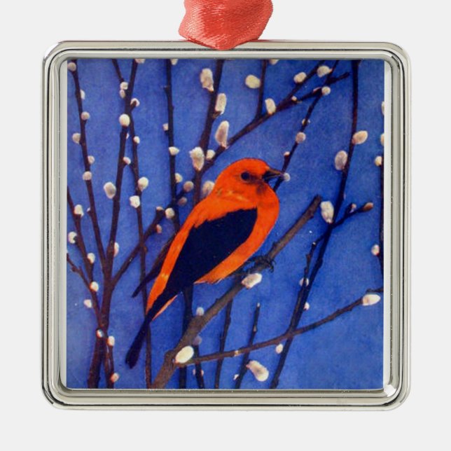 Red Cardinal Metal Ornament (Front)