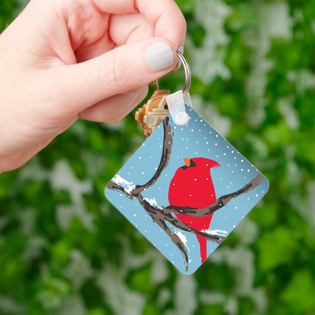 Red Cardinal On A Branch Keychain (Creator Uploaded)