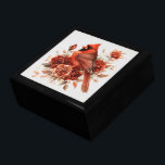 Red Cardinal On a Floral Design Gift Box<br><div class="desc">Store your treasures or give a treasure gift box to someone as a beautiful gift. 
 Choices of wood frames are now available.
Many designs for different occasions are available in my store.</div>