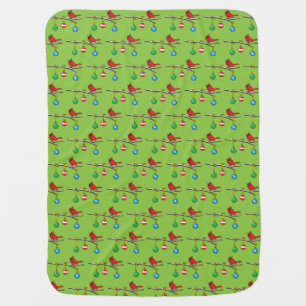 Red Cardinal on Christmas Bare Branch Baby Blanket