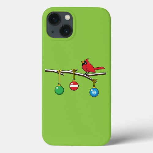 Red Cardinal on Christmas Bare Branch iPhone 13 Case