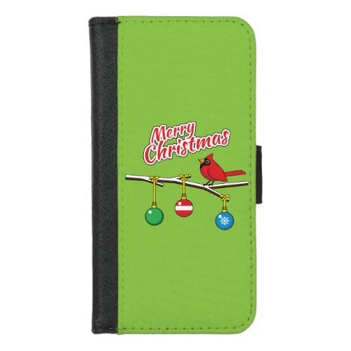 Red Cardinal on Christmas Bare Branch _ Merry Xmas iPhone 87 Wallet Case
