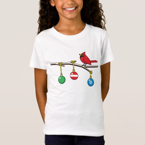 Red Cardinal on Christmas Bare Branch T_Shirt