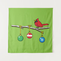 Red Cardinal on Christmas Bare Branch