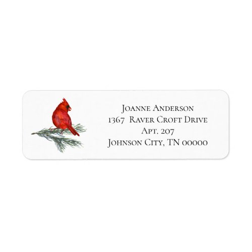 Red Cardinal on Pine Branch Label