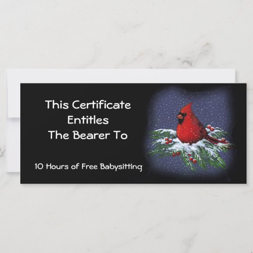 Red Cardinal on Snowy Branch Gift Certificate