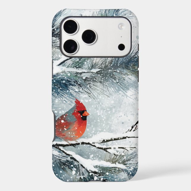 Red Cardinal on Snowy Pine Branch Case-Mate iPhone Case (Back)