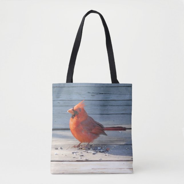 Red Cardinal on Wood Bridge Tote Bag (Front)