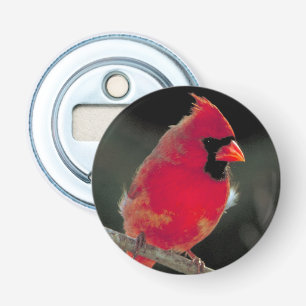 Red Cardinal Perched on a Tree Branch Bottle Opener