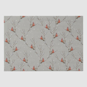 Red Cardinal Perched on a Tree Branch Tissue Paper