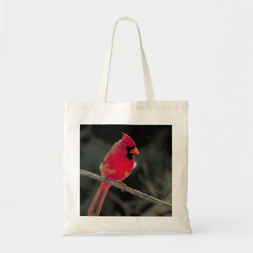 Red Cardinal Perched on a Tree Branch Tote Bag