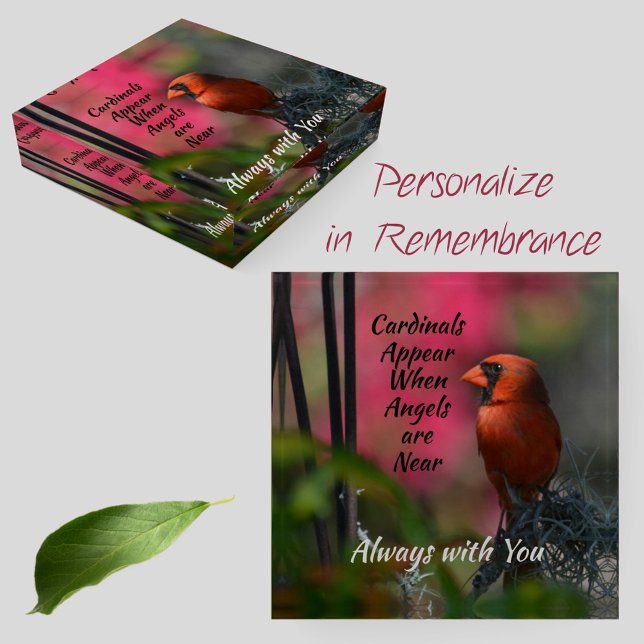 Red Cardinal Personalized Memorial Paperweight (Creator Uploaded)