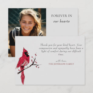 Red Cardinal Photo Funeral Thank You Card