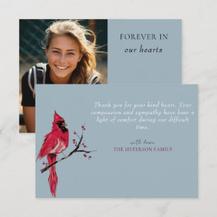 Red Cardinal Photo Funeral Thank You Card