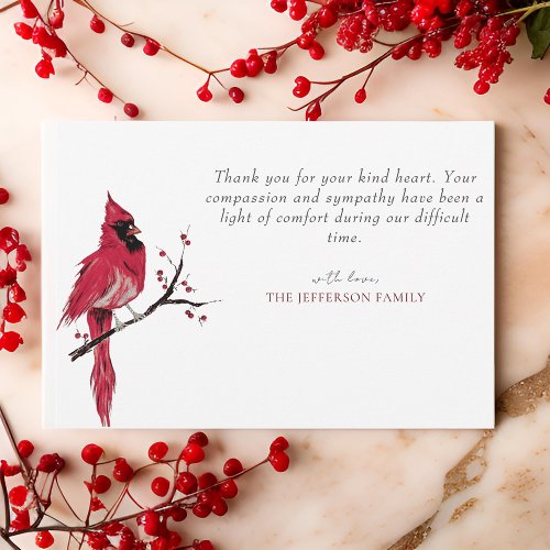 Red Cardinal Photo Funeral Thank You Card