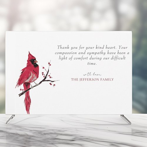 Red Cardinal Photo Funeral Thank You Card