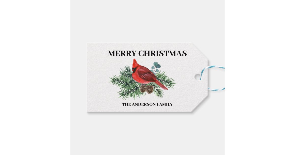 Custom Merry Christmas tree gift tags with string