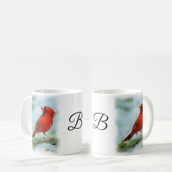 Red Cardinal Print Personalized Coffee Mug by PaintedDreamsDesigns at Zazzle