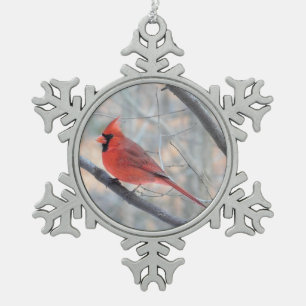 Red Cardinal Profile Pewter Ornament