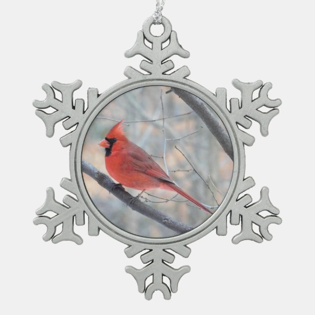 Red Cardinal Profile Pewter Ornament (Front)