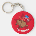 Red Cardinal Riding a Groundhog with American Flag Keychain