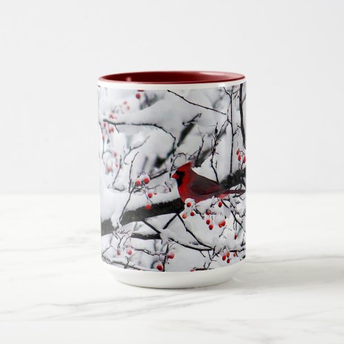 Red Cardinal Snow Tree Photo Mug