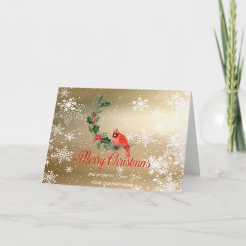 Red Cardinal Snowflakes Company Greeting Holiday Card