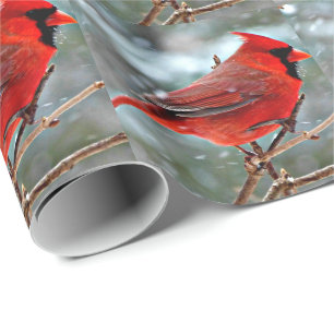 Red Cardinal, Snowy Winter Day Wrapping Paper