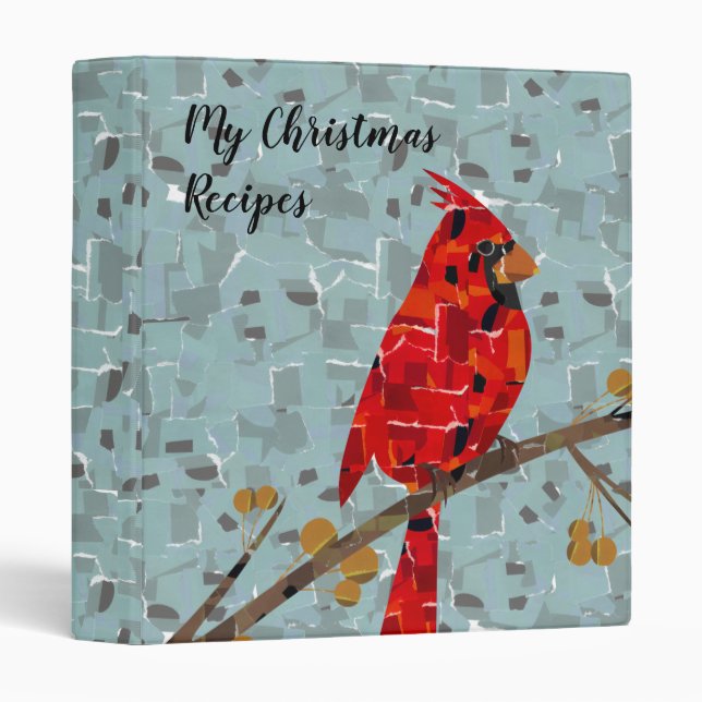 Red Cardinal , the bird of Christmas 3 Ring Binder (Front/Spine)
