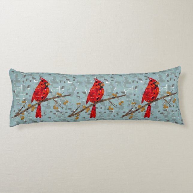 Red Cardinal , the bird of Christmas Body Pillow (Back)