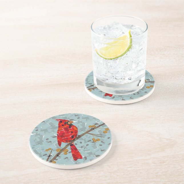Red Cardinal , the bird of Christmas Coaster (Side)