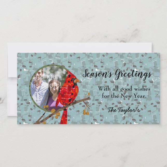 Red Cardinal , the bird of Christmas Holiday Card (Front)