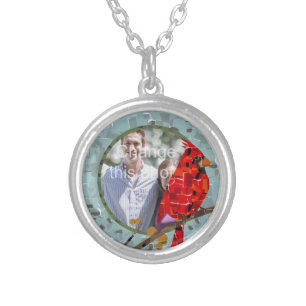 Red Cardinal , the bird of Christmas Silver Plated Necklace