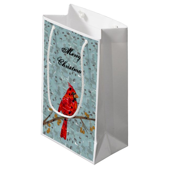 Red Cardinal , the bird of Christmas Small Gift Bag (Front Angled)
