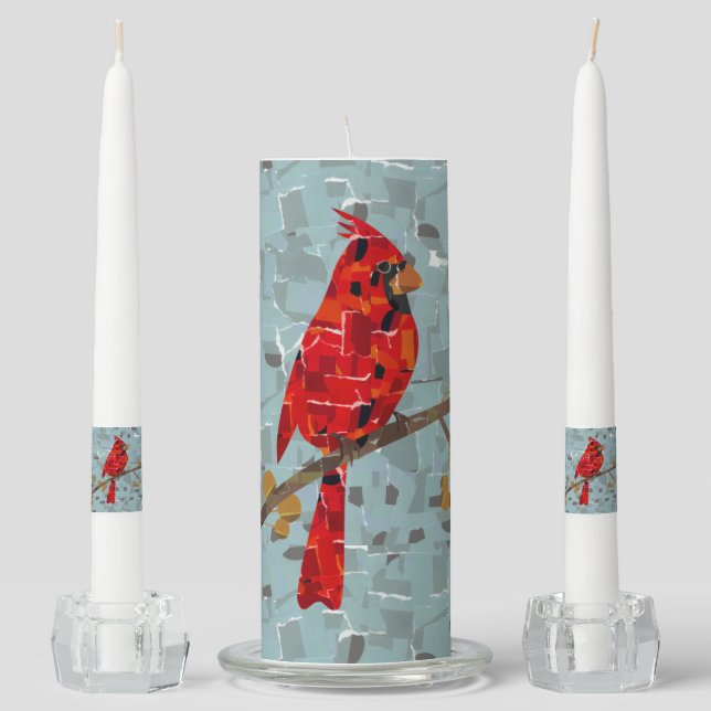 Red Cardinal , the bird of Christmas Unity Candle Set (Front)