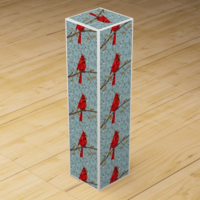 Red Cardinal , the bird of Christmas Wine Box (Back)