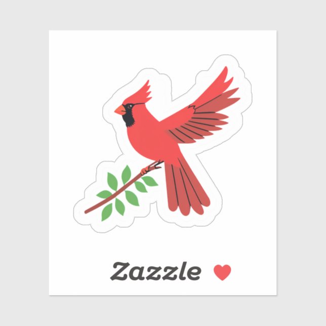 Red Cardinal | Tree Branch Pretty Painted Sticker (Sheet)