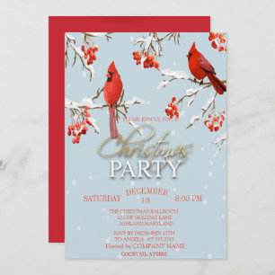 Red Cardinal Tree Branches Christmas Invitation